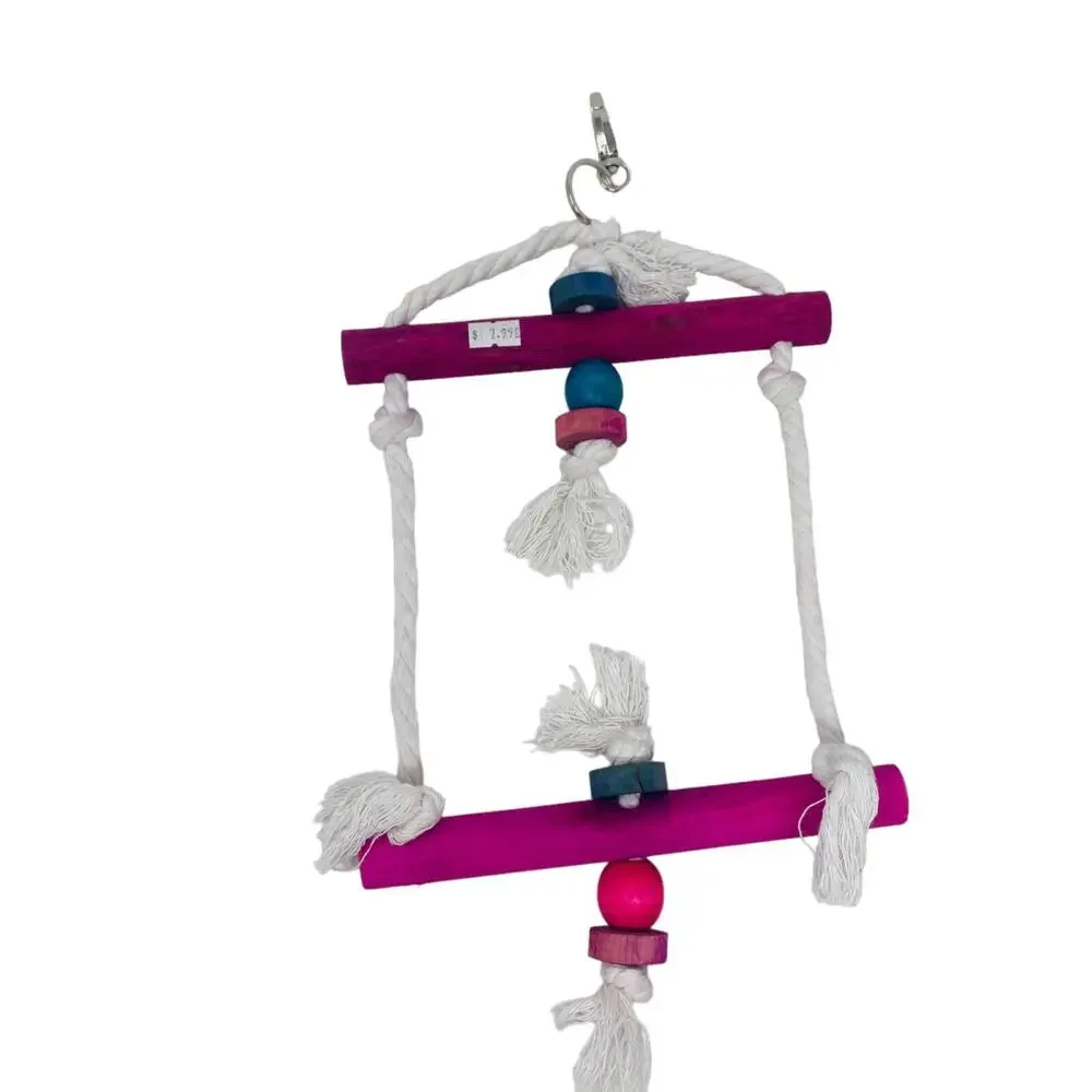 Rectangular Rope and Wood Bird Parrot Toy 10